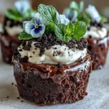 Whimsical Mother's Day Flower Pot Brownies with edible flowers, a delightful treat.