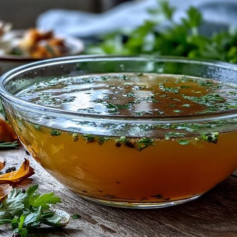 A simmering pot of Vegetable Broth From Scraps uses carrot peels and savory herbs.