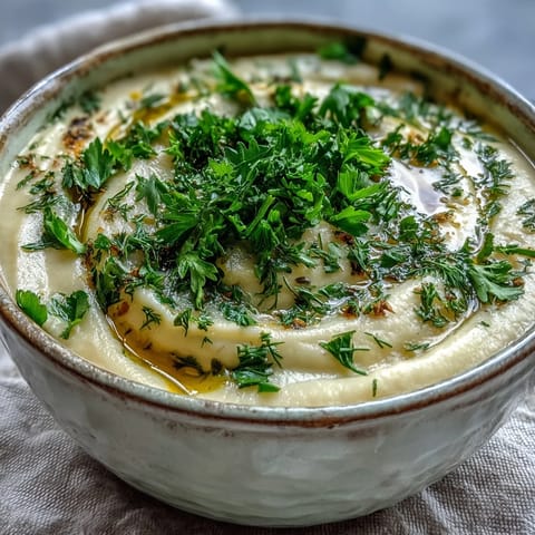 Creamy roasted parsnips, potatoes, and aromatics blend into a warm Parsnip and Herb Soup served in a rustic bowl with fresh herbs.