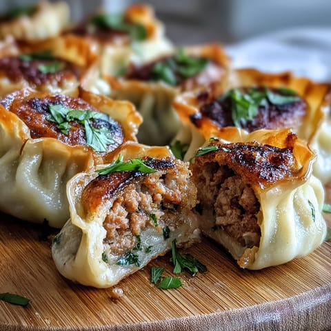 Golden-brown Smash Dumplings with crispy bottoms, served alongside a small bowl of spicy soy dipping sauce.