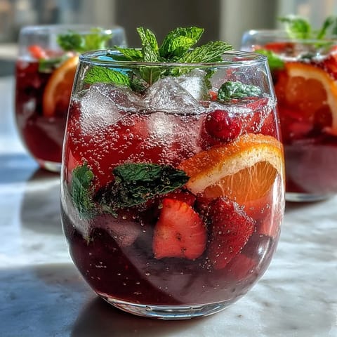 Refreshing spring sangria mocktail with white grape juice and citrus slices, perfect for sunny gatherings.