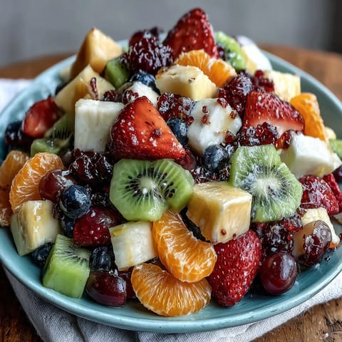 Colorful fresh fruit platter with luscious coconut cream, a delightful vegan dessert for parties and celebrations.  