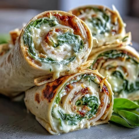 Turkey, Cheese & Spinach Tortilla Pinwheels are colorful, rolled appetizers filled with creamy cheese spread, savory turkey, and fresh spinach, perfect for parties or lunchboxes.