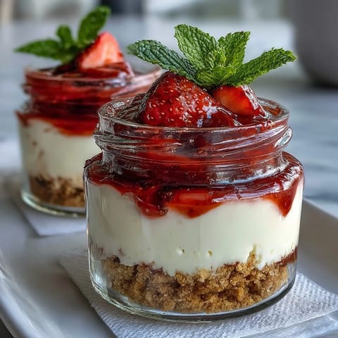 No-Bake Strawberry Cheesecake Jars