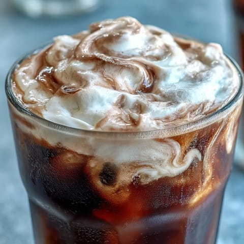 Smooth Cold Brew Coffee with Vanilla Sweet Cream, a refreshing iced drink.