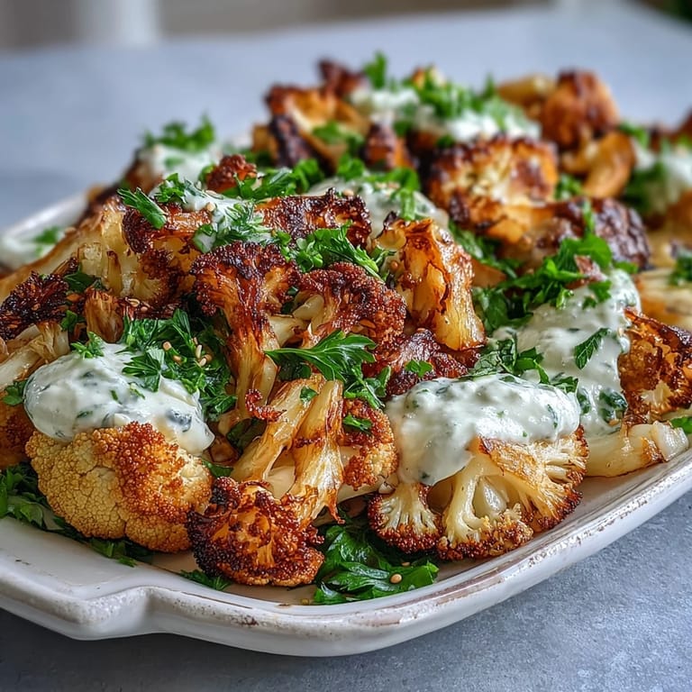 Served on a rustic platter with lemon wedges, this gut-healthy gluten-free recipe features tender lentils and spiced roasted cauliflower ready for a wholesome dinner.