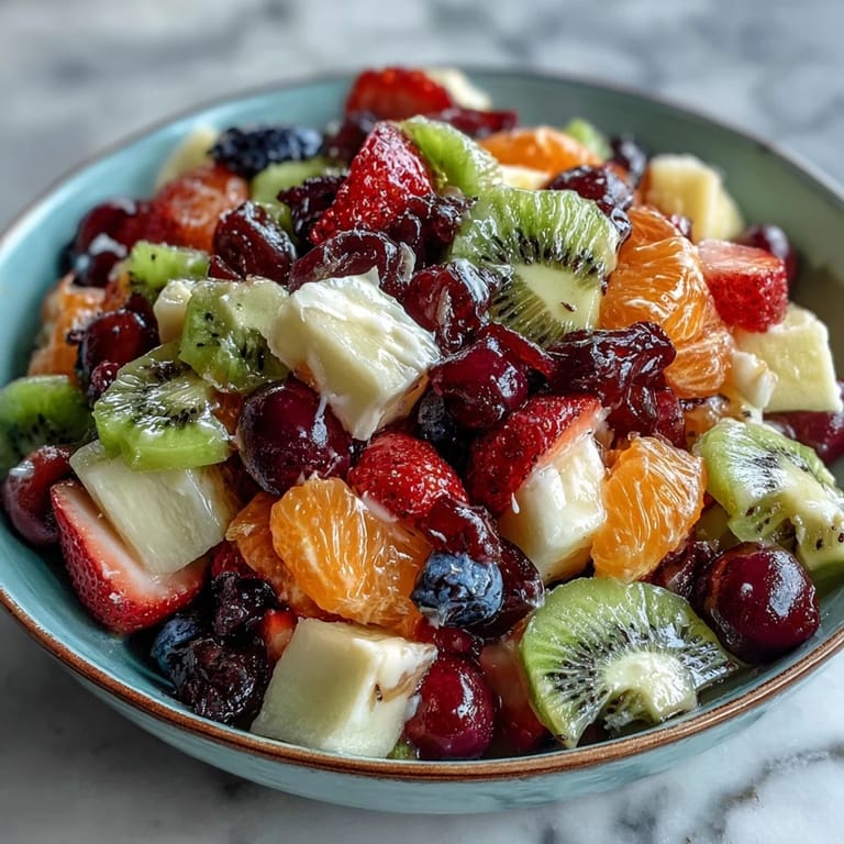Stunning rainbow fruit display served with fluffy coconut whipped cream, ideal for festive and allergy-friendly occasions.