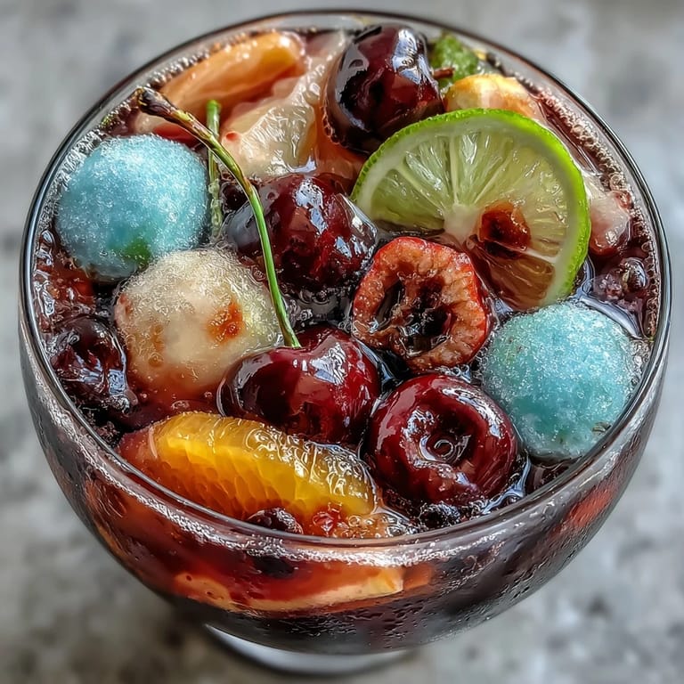 Bubbly citrus soda mingles with colorful sherbet scoops in a festive party punch bowl.