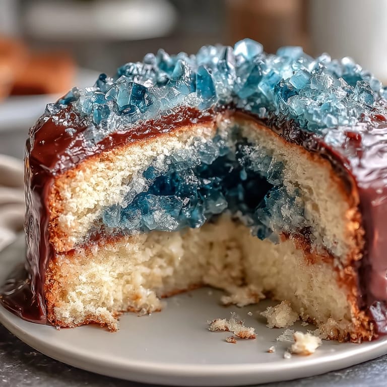 Stunning graduation cake showcasing a teal and gold geode slice design with vibrant rock sugar crystals and gold leaf details for a memorable celebration.
