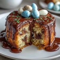 Cadbury Egg Blondies with White Chocolate Drizzle, golden and chewy, loaded with colorful Mini Eggs and finished with a glossy white chocolate drizzle.